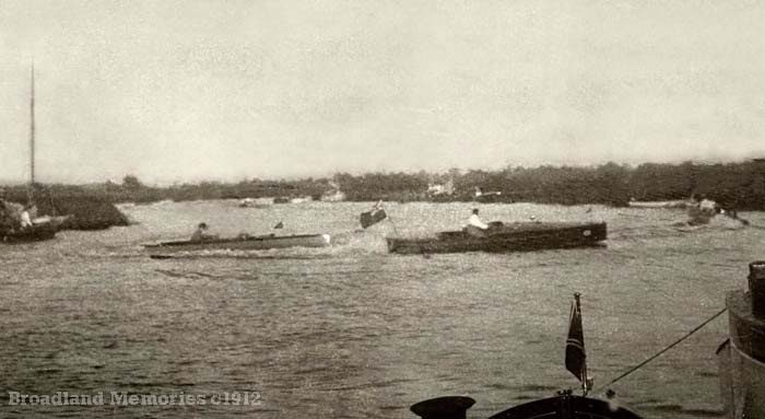 Racing launches on the Norfolk Broads c1912