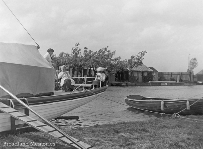 Holiday party on White Heather Norfolk Broads c1918