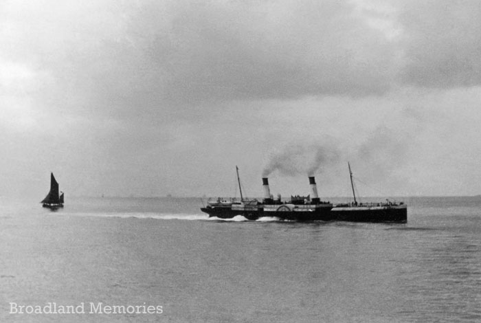Twin funneled paddle steamer c1900