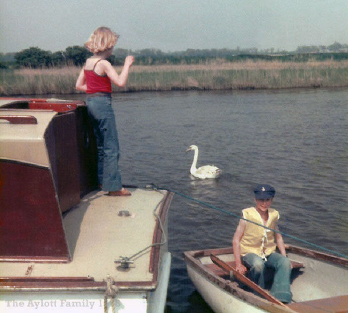 The Aylott Family on the Norfolk Broads in 1978