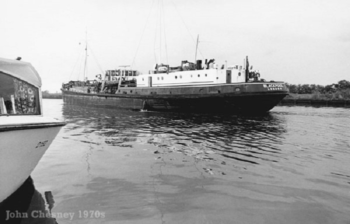 Coaster on the River Yare at Reedham 1970s