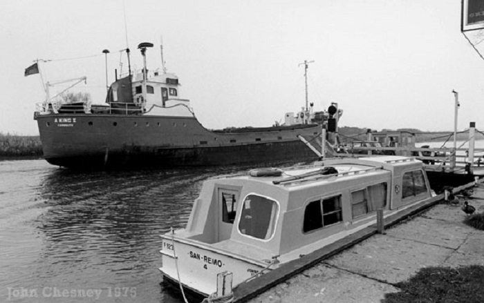 Coaster on the River Yare at Reedham 1975