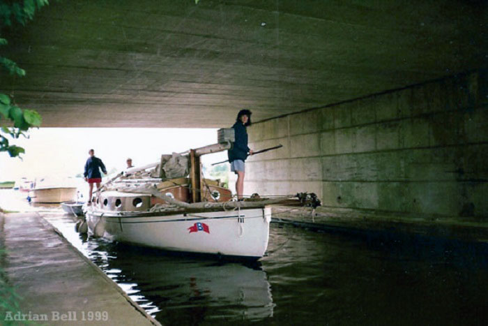 “Coriander” passes beneath Ludham bridge in May 1999