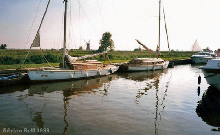 “Coriander” & “Delphinium” moored at Thurne Dyke in May 1999