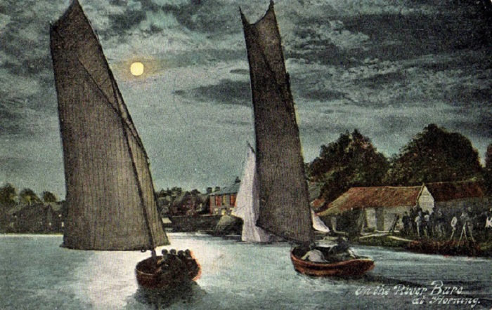The River Bure at Horning by moonlight c1905