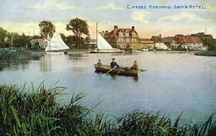 The River Bure, looking towards Swan Corner at Horning c1920