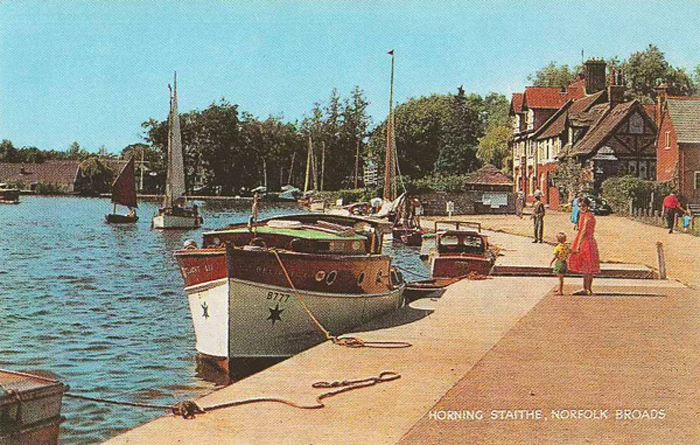 B777 “Delight” from Herbert Woods moored at Horning Staithe c1960