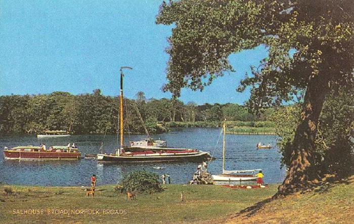 The wherry Albion moored on Salhouse Broad in the 1960s
