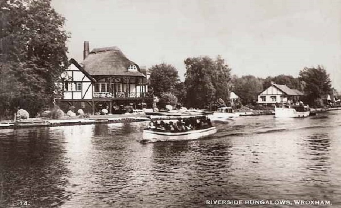 Riverside bungalows at Wroxham c1930s/1940s